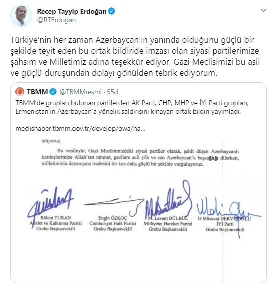 Son dakika: TBMM’de 4 partiden ortak bildiri: Ermenistan’ı kınıyoruz