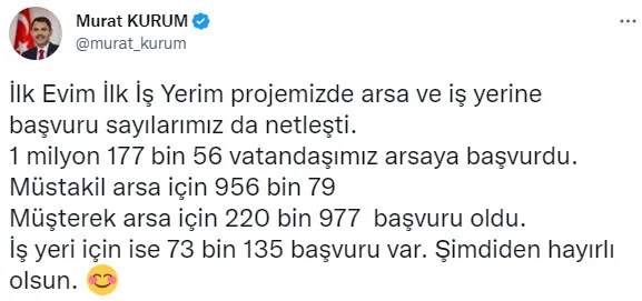son-dakika-bakan-murat-kurumdan-ilk-evim-ilk-is-yerim-projesi-aciklamasi-arsa-ve-is-yeri-icin-ne-kadar-basvuru-1668770853769.jpg Son dakika: Bakan Murat Kurum'dan İlk Evim İlk İş Yerim Projesi açıklaması! Arsa ve iş yeri için ne kadar başvuru yapıldı? - 4