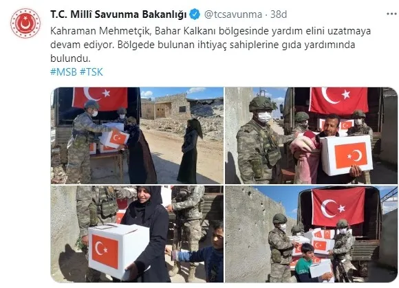 MSB duyurdu! Mehmetçik’ten Bahar Kalkanı bölgesine yardım