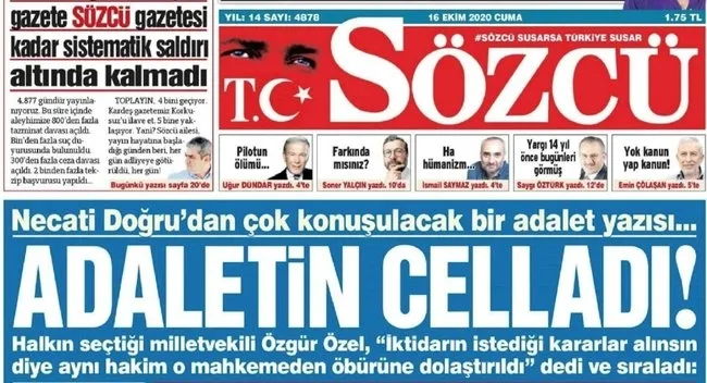 Sözcü'den skandal manşet! Yine yargıyı hedef aldı - 1