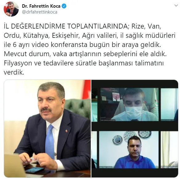 Sağlık Bakanı Fahrettin Koca 6 ilin valisi ve sağlık müdürleriyle görüştü - 1