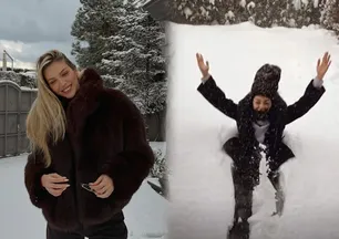 Ünlülerin kar sevinci: Yasemin Şefkatli'nin ikizleri doyasıya eğlendi