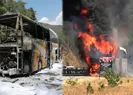 Seyir halindeki yolcu otobüsü yandı
