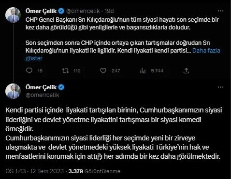 AK Parti Sözcüsü Ömer Çelik'ten CHP Genel Başkanı Kemal Kılıçdaroğlu'na sert sözler: Siyasi komedi örneği - 1