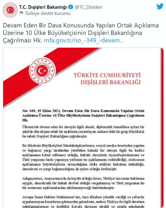 Son dakika: Osman Kavala bildirisine imza atan büyükelçilerden geri adım! Türkiye olumlu karşıladı