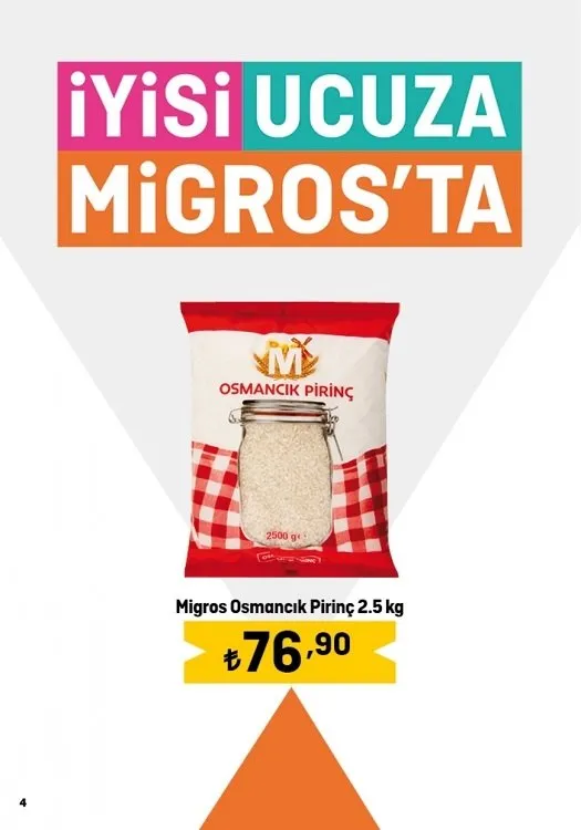 Migros 10 Ekim aktüel indirim kataloğunu yayınladı! Migros’da bu hafta piliç 54.50 TL, un 5kg 57.90 TL, Osmancık pirinç 2,5kg 76.90 TL, 40’lı tuvalet kağıdı 169.90 TL’den satılıyor