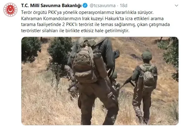 Son dakika haberleri: Irak'ın kuzeyi Hakurk'ta 2 PKK'lı etkisiz hale getirildi - 1