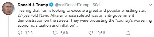 Son dakika: Trump’tan İran’a flaş çağrı: Güreşçi Navid Afkari’yi idam etmeyin