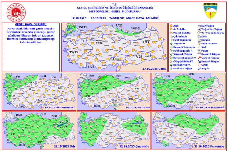 Hafta sonu plan yapanlar dikkat: Kuvvetli sağanak kapıda, sis ve pus havayı saracak! 17-23 Ekim hava raporu