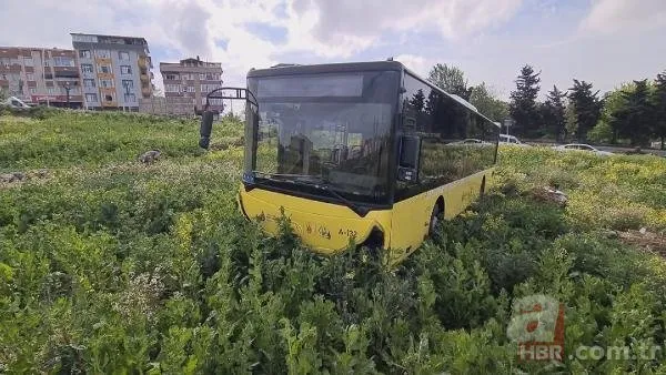 İstanbul’da İETT klasiği! Araziye uçan otobüs ekinleri ezdi