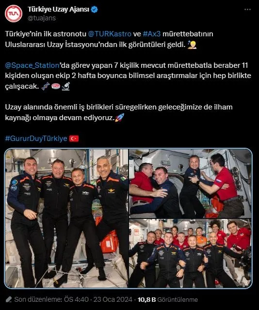 Uzayda 4. gün! Türk astronot Alper Gezeravcı bugün iki deney yapacak