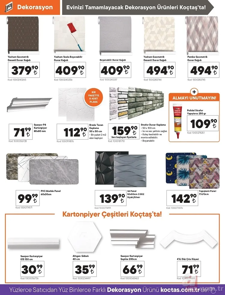 Koçtaş ekim ayı indirim kataloğu yayınlandı! Evinizi baştan aşağı tamamen değiştirebileceğiniz ürünlerin indirimli fiyatı 19