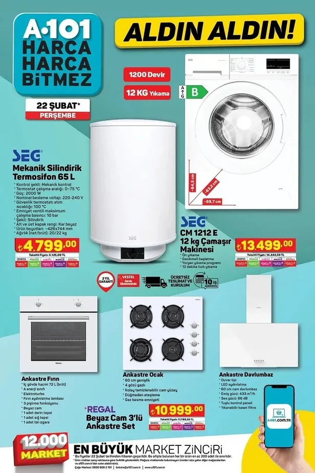 23 Şubat A101 aktüel ürünler kataloğu yayında! A101’e yarın Toshıba smart TV, SEG ankastre set, Kiwi koltuk ve halı yıkama makinesi…