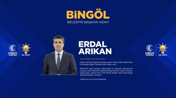 Erdal Arıkan kimdir, kaç yaşında, nereli? AK Parti Bingöl Belediye başkan adayı kim oldu? MHP, CHP ve İYİ Parti adayları kimler?