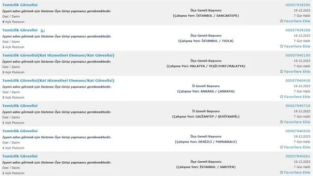 İŞKUR kurumları açıkladı! İlkokul mezunu 5.234 personel alımı başladı! 2023 Aralık ayı temizlik görevlisi alımı yapan kurumlar