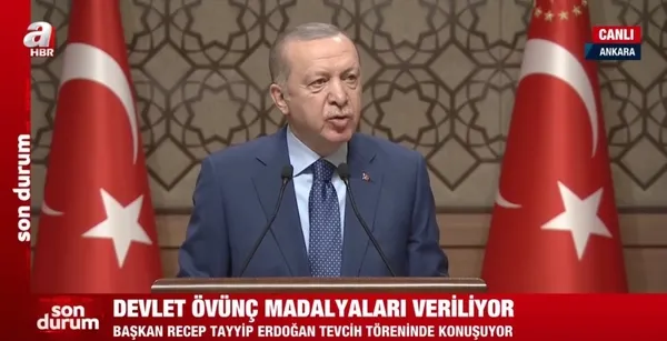 Son dakika: Başkan Erdoğan'dan Devlet Övünç Madalyası Tevcih Töreni'nde önemli açıklamalar - 1