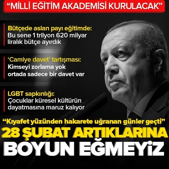Başkan Recep Tayyip Erdoğan 28 Şubat vurgusu: Kıyafet yüzünden hakarete uğranan günler geride kaldı onlara boyun eğmeyiz