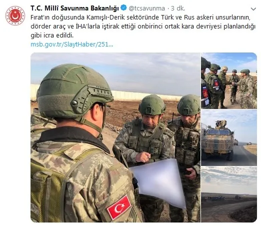 Milli Savunma Bakanlığı: Türk ve Rus askerleri planlandığı gibi tamamladı
