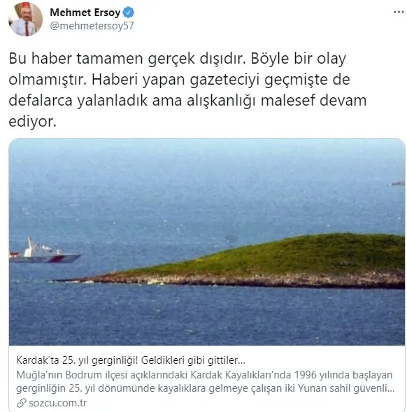 Sözcü Gazetesi’nin Kardak Kayalıkları yalanına sert tepki