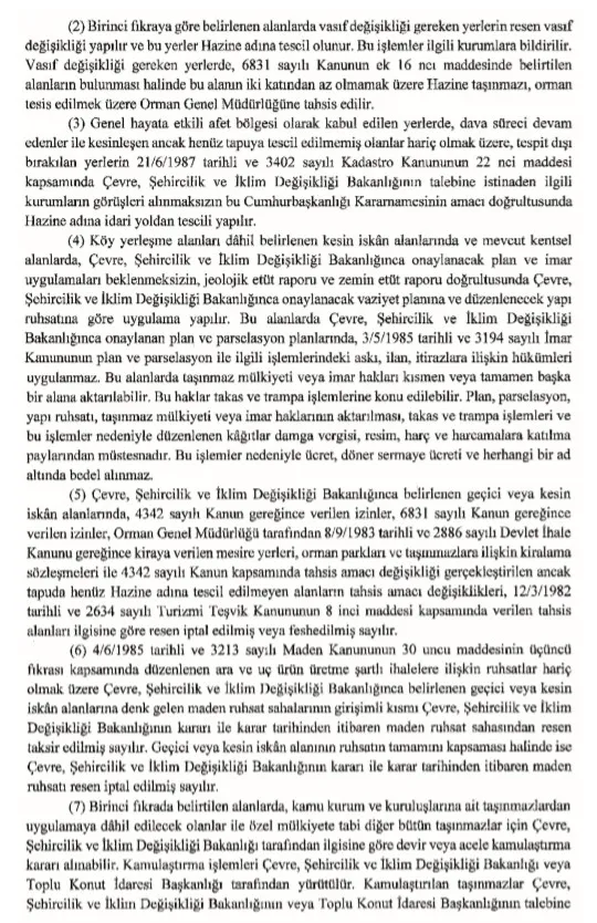 OHAL kapsamında yerleşme ve yapılaşmaya ilişkin karar Resmi Gazete’de yayımlandı