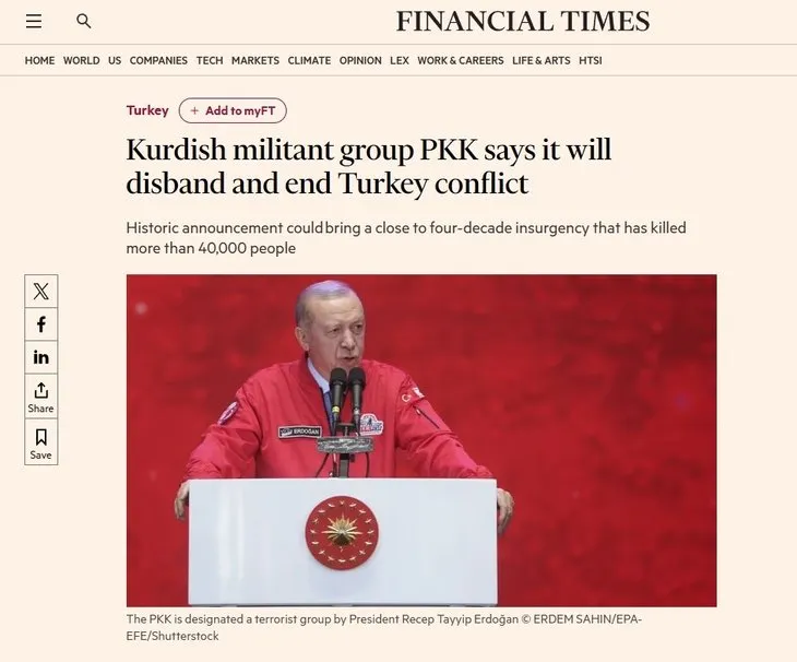 PKK’nın fesih kararı dünya basınında! Son dakika olarak servis edildi! Yunanistan’dan İsrail’e kim ne dedi?