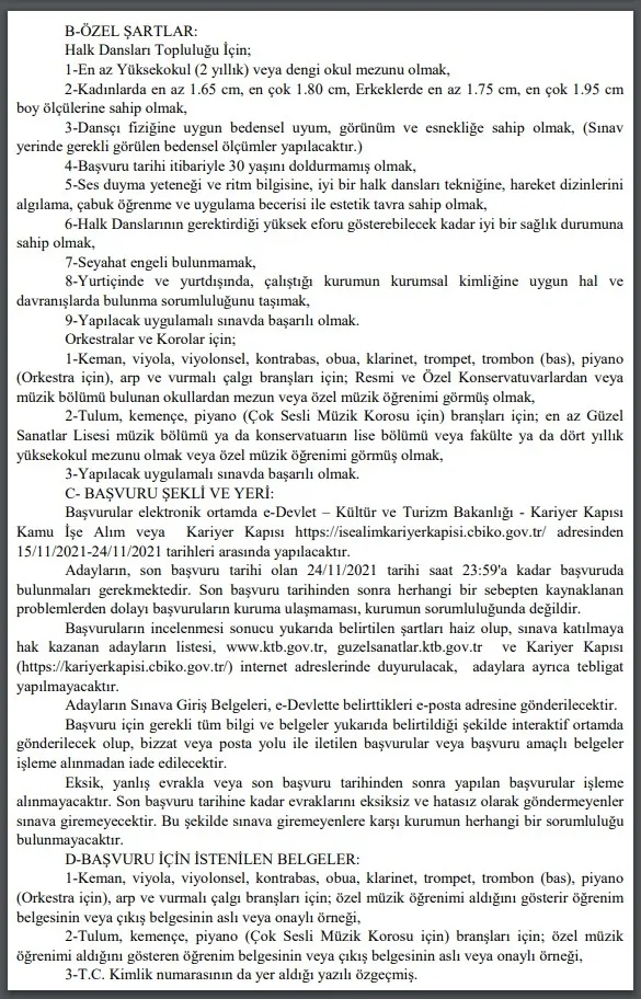 SON DAKİKA | Kültür ve Turizm Bakanlığı duyurdu | 41 sözleşmeli sanatçı alınacak | İşte başvuru şartları... - 5