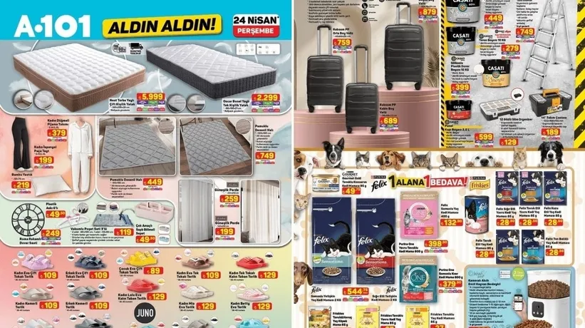 A101 aktüel ürünlerde bu hafta ne var? Çift Kişilik Yatak 5.999 TL, Orta Boy Valiz 759 TL...