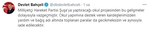 MHP Genel Başkanı Devlet Bahçeli’den Şuşa projesiyle ilgili flaş açıklama: Azerbaycan...