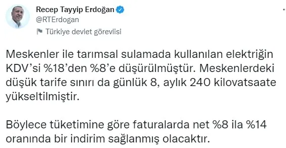 Elektrik faturalarında KDV indirimi müjdesi! Başkan Erdoğan duyurdu - 3