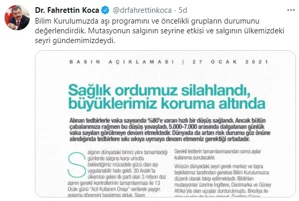 Son dakika | Sağlık Bakanı Fahrettin Koca başkanlığında toplanan Koronavirüs Bilim Kurulu toplantısı sonrası yazılı açıklama - 2