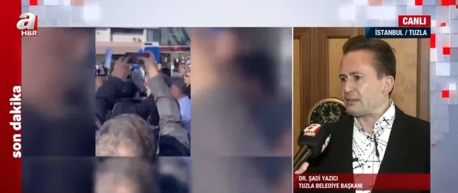 İSKİ tesis açılışında AK Partili Tuzla Belediye Başkanı Sadi Yazıcı’ya saldırı