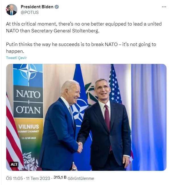 Biden Twitter’den paylaştı: Putin NATO’yu parçalayamayacak