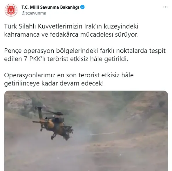 Son dakika | Terörle mücadelede PKK’ya operasyon! 7 terörist etkisiz hale getirildi