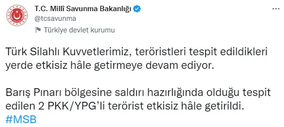 1666769029702.jpg Son dakika: Barış Pınarı bölgesine saldırı hazırlığındaki 2 terörist öldürüldü - 1