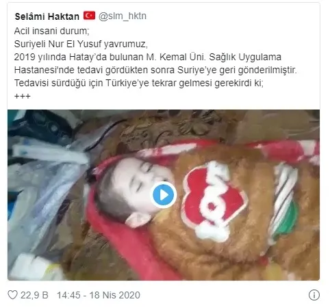 Türkiye, beyin kanserine yakalanan Suriyeli minik Nur El Yusuf'u yalnız bırakmadı - 2
