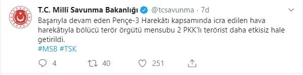 Pençe-3 harekatı kapsamında 2 terörist etkisiz hale getirildi - 1