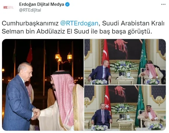 Başkan Erdoğan, Suudi Arabistan Kralı Selman ile bir araya geldi: Yeni bir dönemin başlaması için gayret içerisindeyiz
