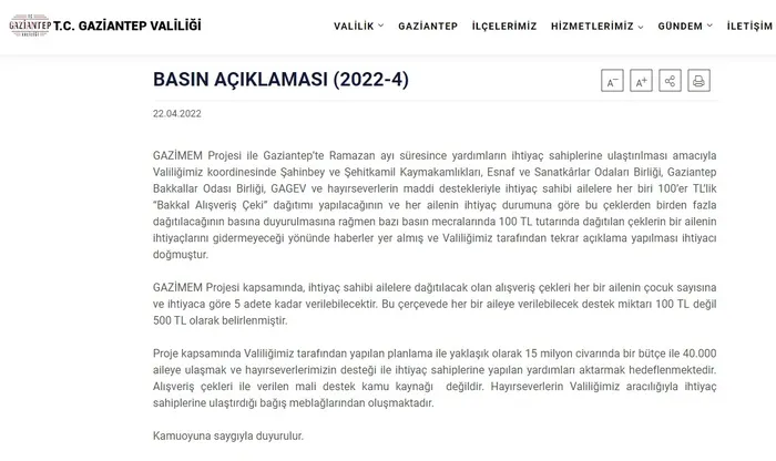 Son dakika: Gaziantep Valiliğinden "bakkal alışveriş çeki" haberlerine yanıt - 1