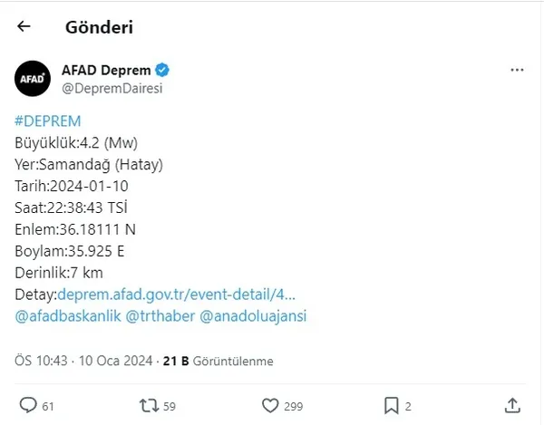 Son dakika | Hatay'da 4,2 büyüklüğünde korkutan deprem - 1
