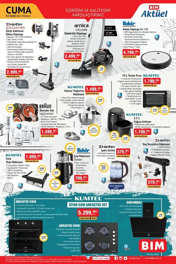 BİM 1 Eylül Cuma aktüel ürünler kataloğunda ne var? BİM’de bu hafta 4.799 TL’ye robot süpürge ve 1.799 TL’ye Airfryer geliyor