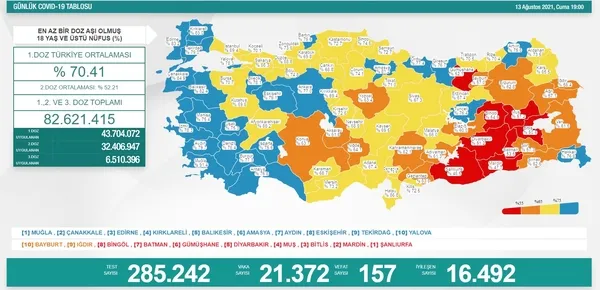 Son dakika: Sağlık Bakanlığı 13 Ağustos 2021 Kovid-19 vaka-vefat ve aşı tablosu - 8