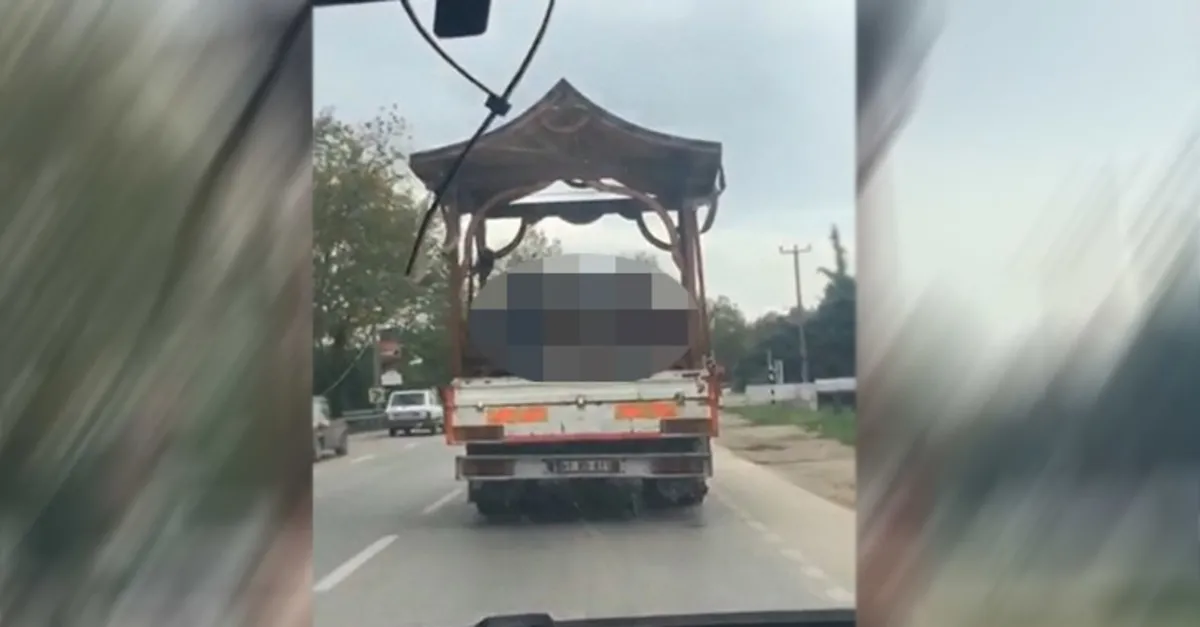 Trafikte 'bu kadarına da pes' dedirten görüntü! Seyir halindeki kamyonet kasasında...