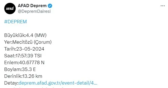 Çorum’da korkutan deprem! AFAD ilk detayları duyurdu | Amasya, Tokat, Yozgat, Samsun gibi illerde de hissedildi