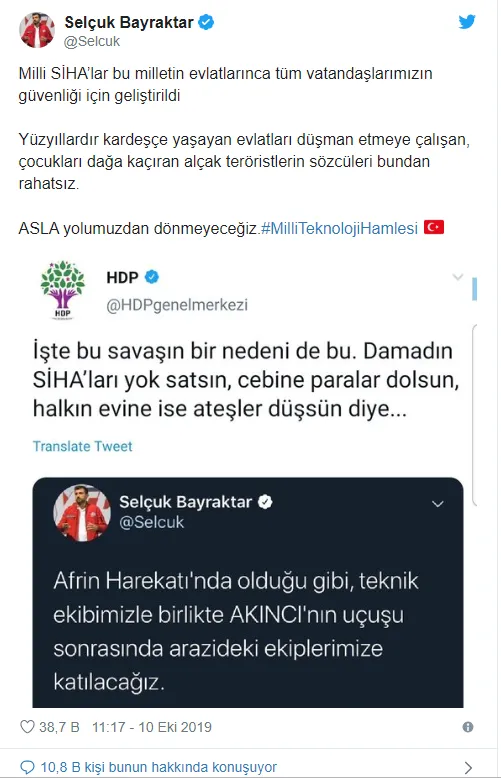 Selçuk Bayraktar'dan HDP'nin paylaşımına tokat gibi yanıt - 1