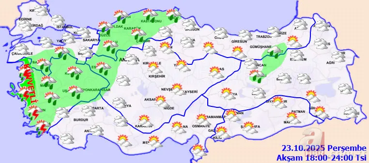 Şemsiyeleri hazır tutun! Meteoroloji 7 il için sarı kodlu uyarı yaptı: Lodos ve Arktik hava bir arada geliyor! Ege ve Marmara’da... 11