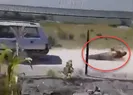 İple arabaya bağladı metrelerce sürükledi!