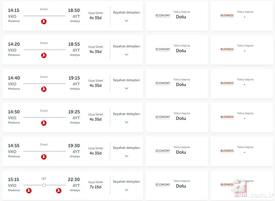 Rusya'dan Türkiye'ye uçak biletleri bitti! Fiyatlar 70 bin TL'ye kadar çıktı 5