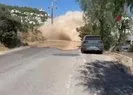 Bodrum’da su hattı patladı yol çöktü!