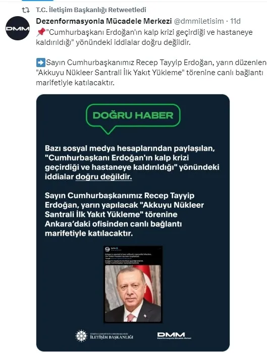 Cumhurbaşkanı Yardımcısı Fuat Oktay: Cumhurbaşkanı Erdoğan’ın sağlık durumu çok iyi
