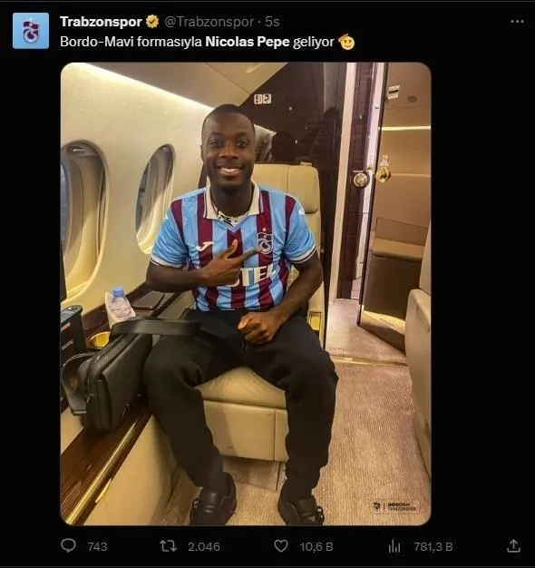 Trabzonspor Nicolas Pepe’yi transfer etti! Gece saatlerinde formayı giydi İstanbul’a indi